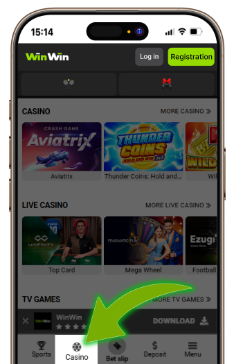 WinWin casino games section